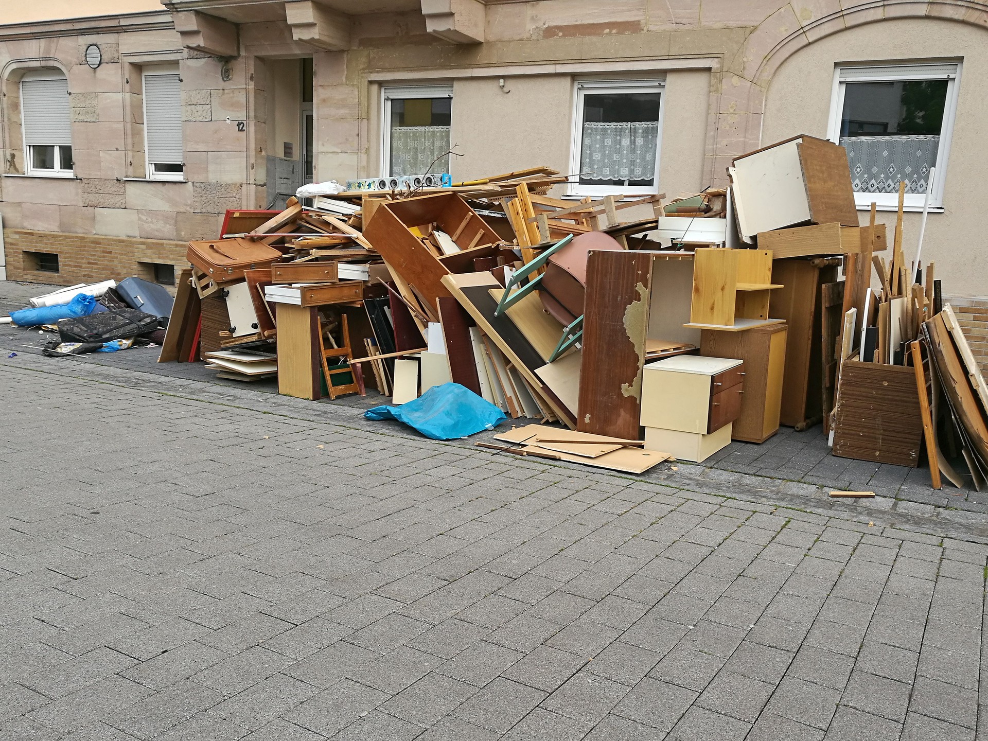 old furniture pieces on sidewalk